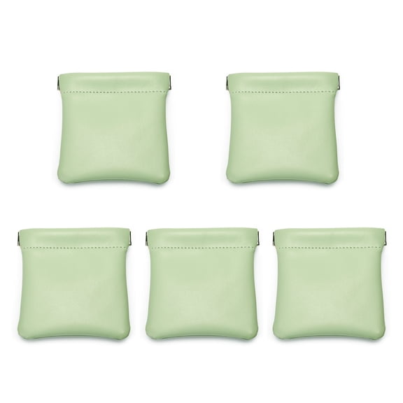 Oirlv 5-Pack 3.5" Mint Green Leather Magnetic Closure Pouches, Portable Jewelry & Accessory Storage Bags for Travel