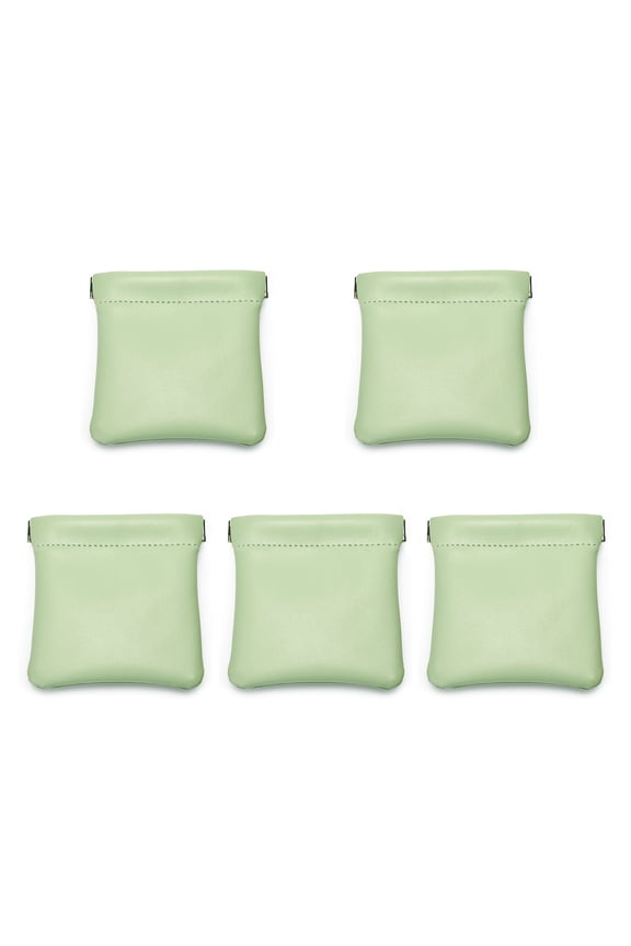 5-Pack 3.5" Mint Green Leather Magnetic Closure Pouches, Portable Jewelry & Accessory Storage Bags for Travel