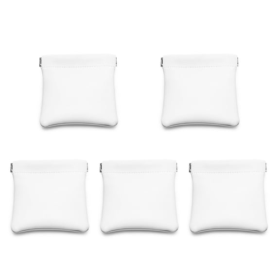 Oirlv 5-Pack 3.5" White Leather Magnetic Closure Pouches, Portable Jewelry & Accessory Storage Bags for Travel