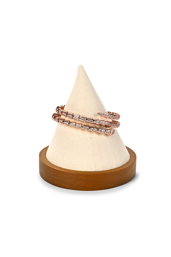 Bangle Holder Cone Jewelry Display Stand, Solid Wood, Creamy-White