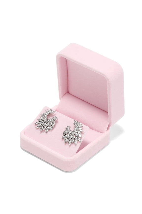 2.76" Pink Velvet Earrings Box, Earrings Gift Box for Studs, Dangles & Small Jewelry