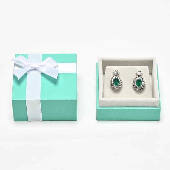 Oirlv Velvet Earring Box Bow Jewelry Holder Earring Gift Box Green