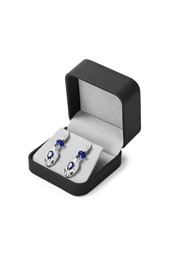 Black Leather Earring Box - Premium Velvet Lined Jewelry Storage Case for Studs & Dangles