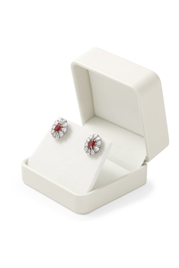 Cream Leather Earring Box with Display Pad - Luxury Velvet Lined Jewelry Case for Gifting & Special Occasions