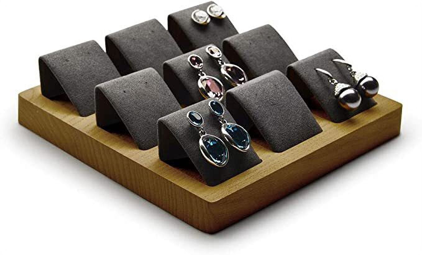 Oirlv 3-Pack Premium PU Leather Earring Display Stands - Black Earring Organizer Holder For Jewelry Showcase