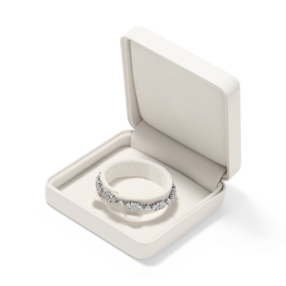 Oirlv 3.54" White Leather Bangle Box, Luxury Jewelry Case for Bracelets & Bangles