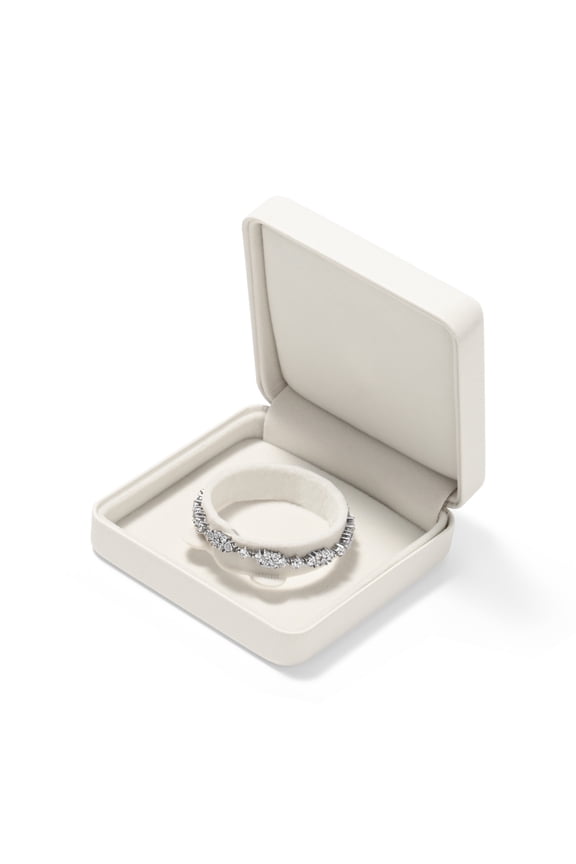 3.54" White Leather Bangle Box, Luxury Jewelry Case for Bracelets & Bangles