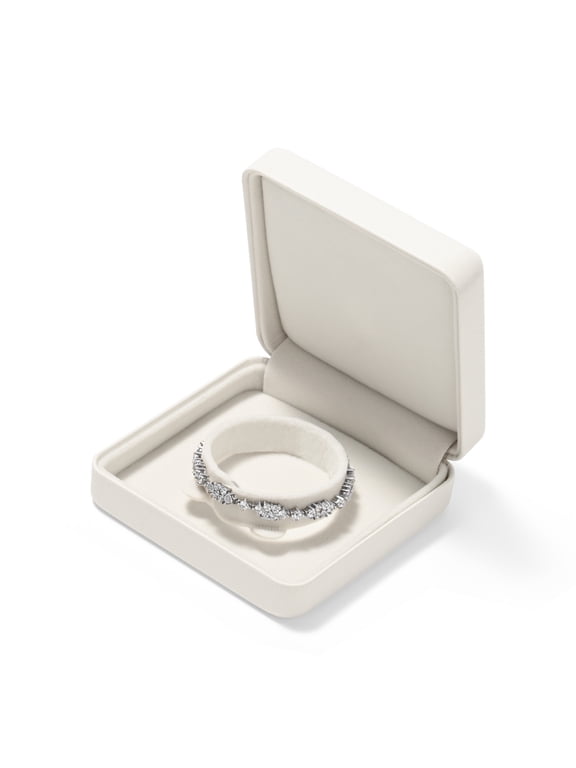 3.54" White Leather Bangle Box, Luxury Jewelry Case for Bracelets & Bangles