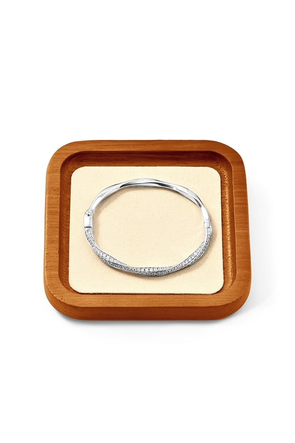 3.94" Wooden Mini Jewelry Tray, Beige Velvet Small Accessory Organizer for Rings, Earrings & Pendants, Desktop & Drawer Use