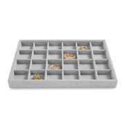 Fordonral Velvet Jewelry Organizer Box - Beige Ring Tray & 6 Grid Trays, Earring & Necklace Holder