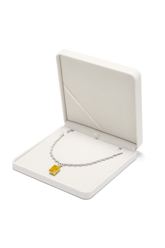 7.48" Cream Velvet Square Jewelry Box, Necklace & Pendant Storage Case for Gift & Display