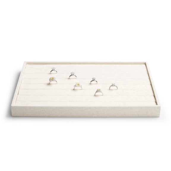 Oirlv Linen Jewelry Ring Organizer Tray 7-Slot, Jewelry Display Holder for Rings & Small Accessories, Home & Retail Drawer Insert