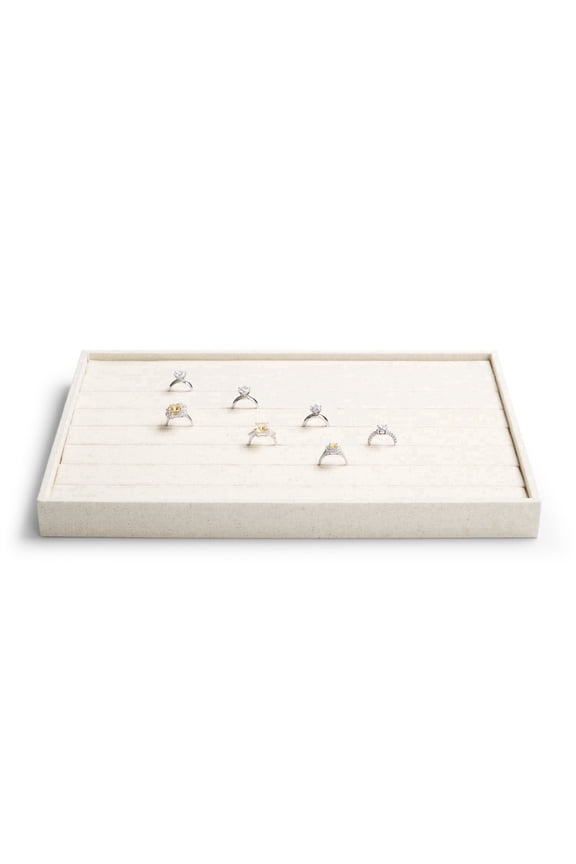 Linen Jewelry Ring Organizer Tray 7-Slot, Jewelry Display Holder for Rings & Small Accessories, Home & Retail Drawer Insert
