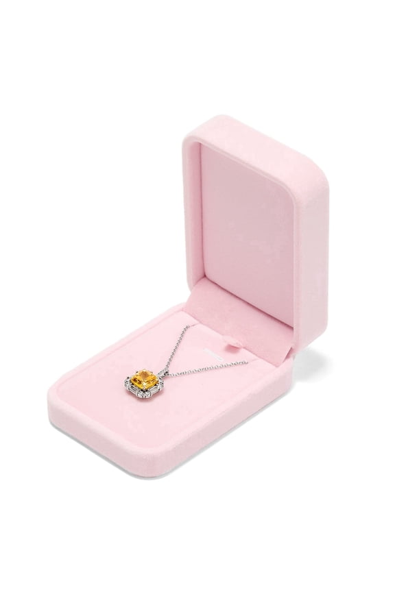 Pink Velvet Necklace Pendant Box, Removable Insert, Elegant Jewelry Gift Box for Proposal, Engagement