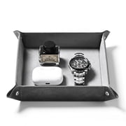 Oirlv Nightstand Catchall Travel for Men Valet Tray, Leather, Gray