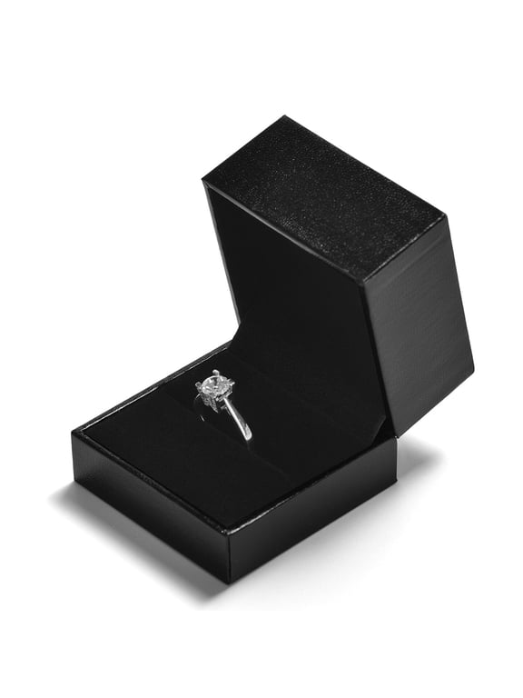 2.36" Black PU Leather Ring Bearer Box, Wedding Ring Box for Engagement & Proposal
