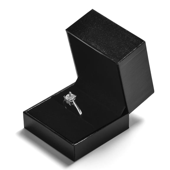 Oirlv 2.36" Black PU Leather Ring Bearer Box, Wedding Ring Box for Engagement & Proposal
