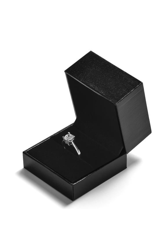 2.36" Black PU Leather Ring Bearer Box, Wedding Ring Box for Engagement & Proposal