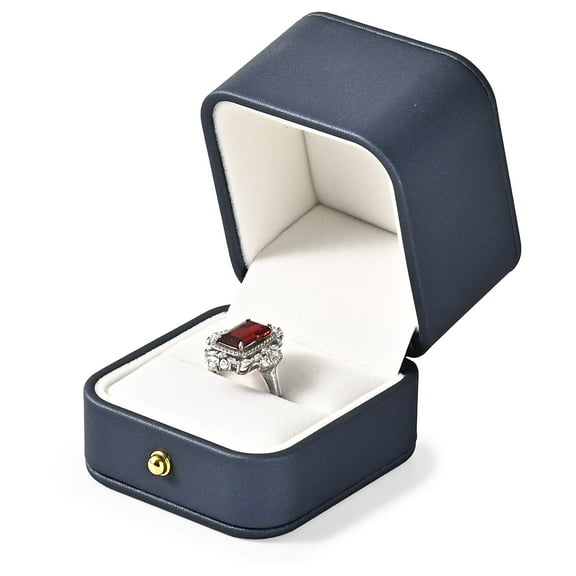 Oirlv Velvet Ring Box Leather Blue Jewelry Storage Gift Case for Women Wedding Gift