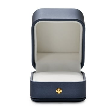 Oirlv Velvet Ring Box Leather Steel Blue Jewelry Storage Gift Case for Wedding