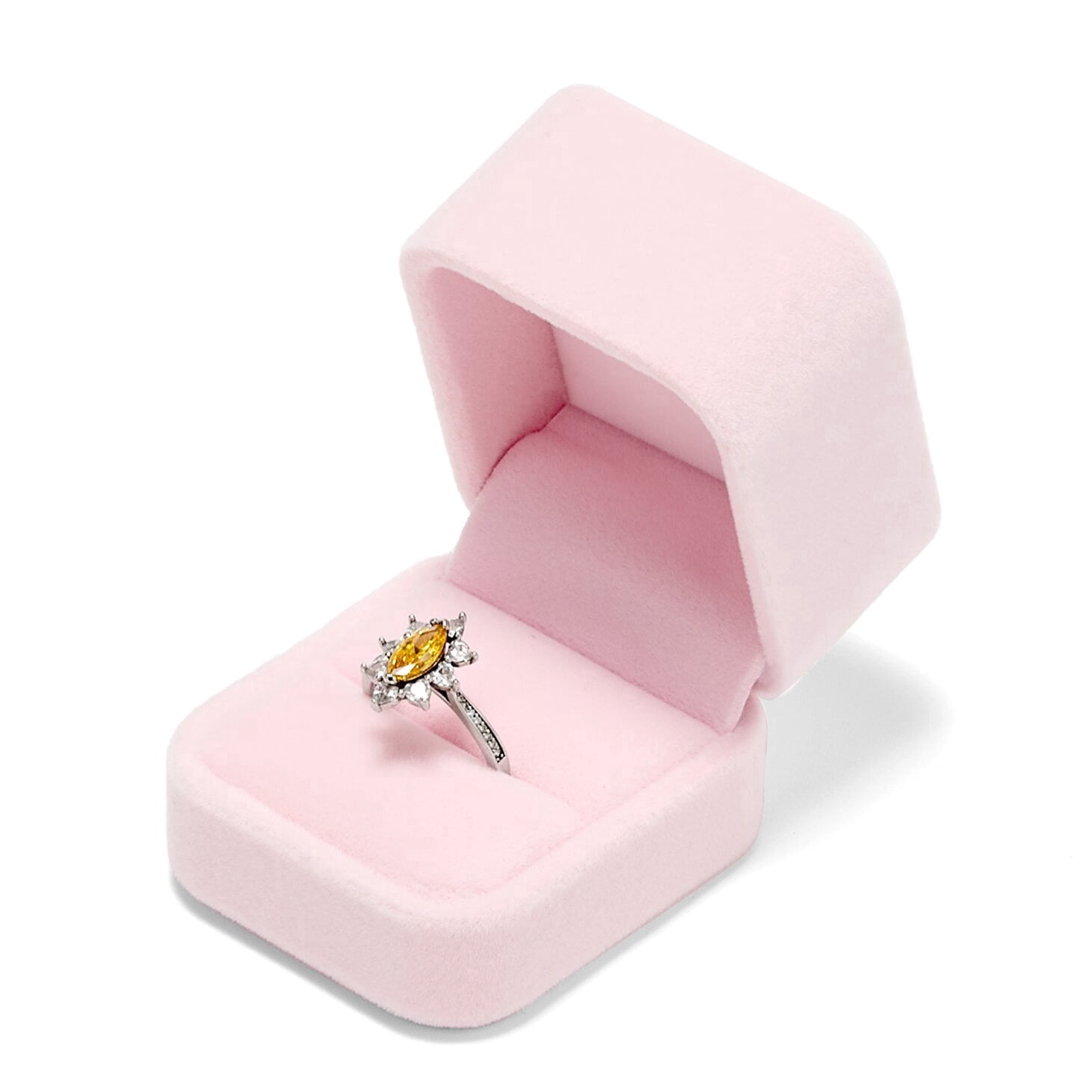 Oirlv Velvet Jewelry Ring Box for Wedding, Engagement, Proposal, Pink ...
