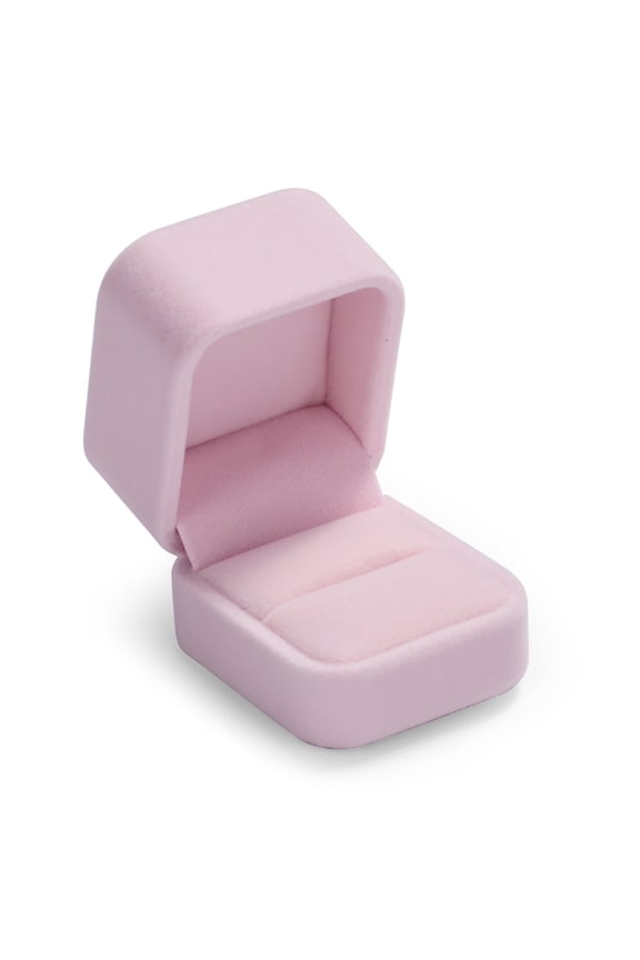 Velvet Jewelry Ring Box for Wedding, Engagement, Proposal, Pink