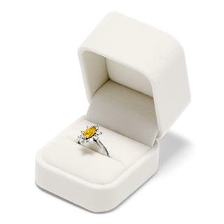 Oirlv 2.44" White Velvet Engagement Ring Box, Ring Box For Proposal, Wedding Jewelry Gift Case