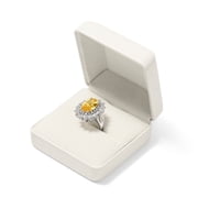 Oirlv Ring Gift Box for Wedding Proposal Velvet Ring Storage Case, White, Leather