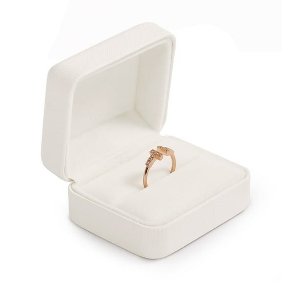 Oirlv Ring Gift Box for Wedding Proposal Velvet Ring Storage Case, White, Leather