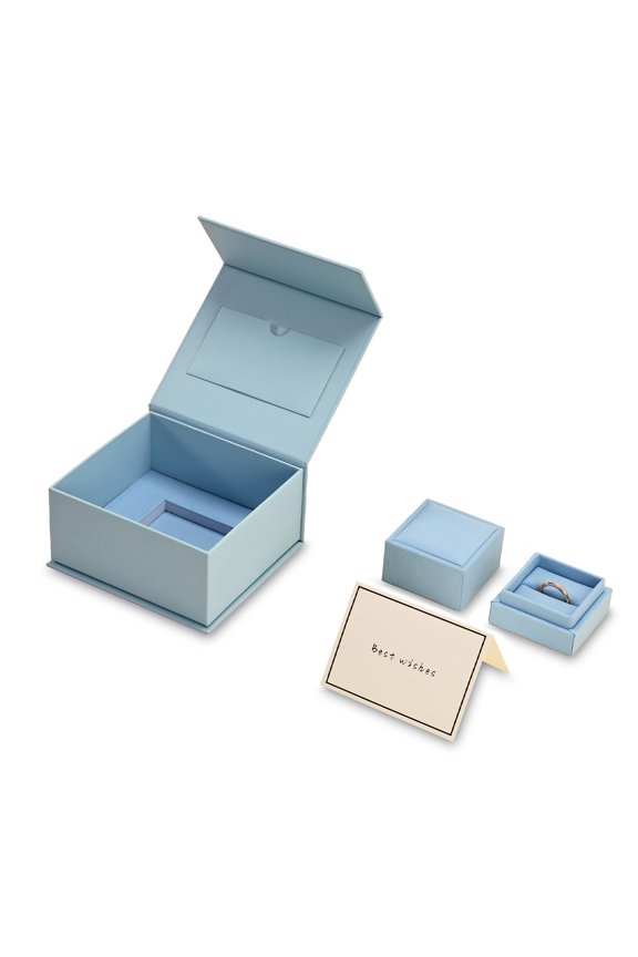 Ring Gift Box with Lid Magnetic Boxes for Wedding Proposal Gift Birthday Present with Card(Blue) C113