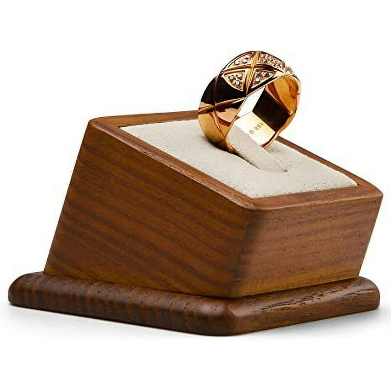 Oirlv Ring Holder Single Ring Display Stand Showcase Jewelry Display Bear Solid Wood Adult Unisex Size 36 White
