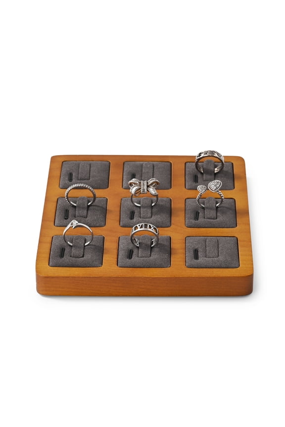 Ring Tray Ring Display Stand Showcase Tray Ring Holder Organizer, Solid Wood