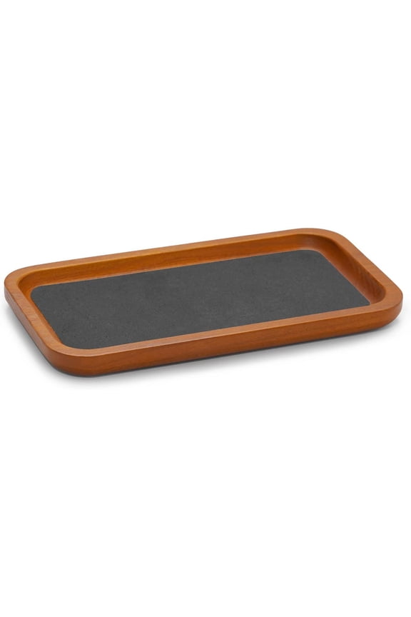 Solid Wood Jewelry Display Tray Small Jewelry Tray Rings Earrings Bracelets Necklace Holder Organizer(Rectangle, Grey)