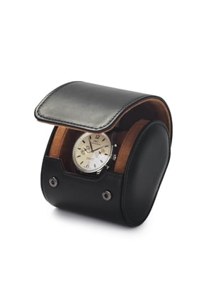 Brown Leather 2-Watch Travel Case, Portable Watch Storage Box with Soft Pillows for Men & Women, Gift & Travel Essential