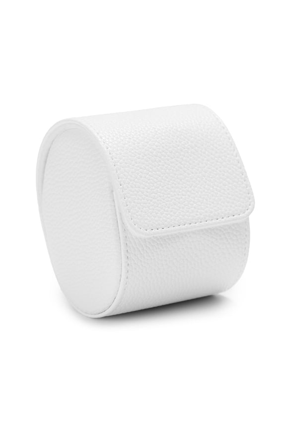 Single Watch Roll for Men Premium PU Leather Travel Case Secure Organiser, Watches Display Storage, White