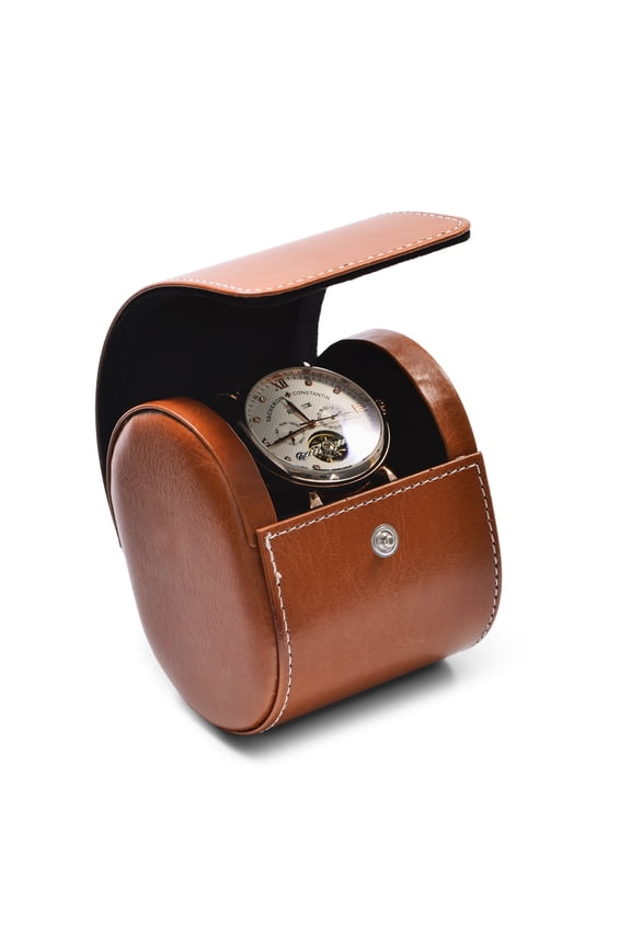 Single Watch Roll for Men Premium PU Leather Watch Roll Travel Case Secure Organiser, Watches Display Storage, Brown