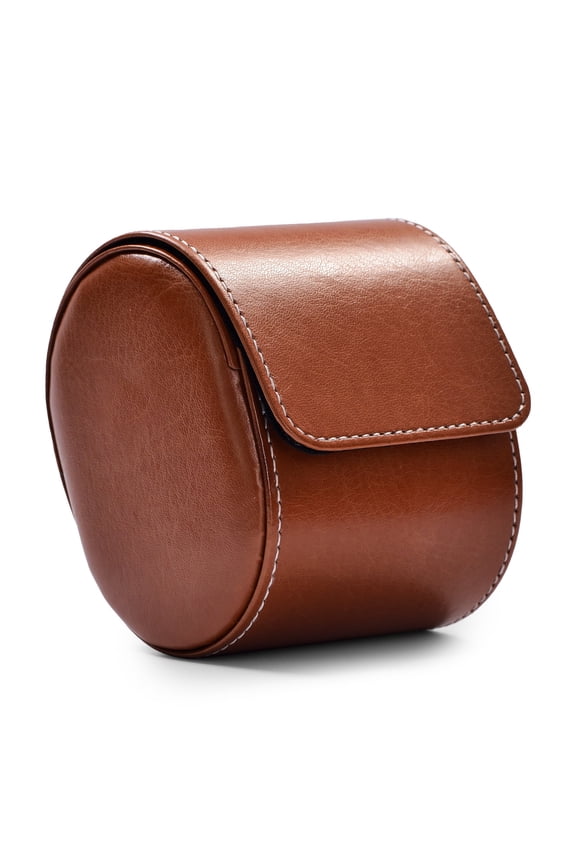 Single Watch Roll for Men Premium PU Leather Watch Roll Travel Case Secure Organiser, Watches Display Storage, Brown