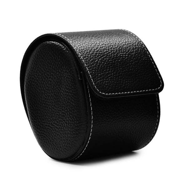 Oirlv Luxury Leather Travel Watch Organizer Holder, Compact Single Watch Box(Black)