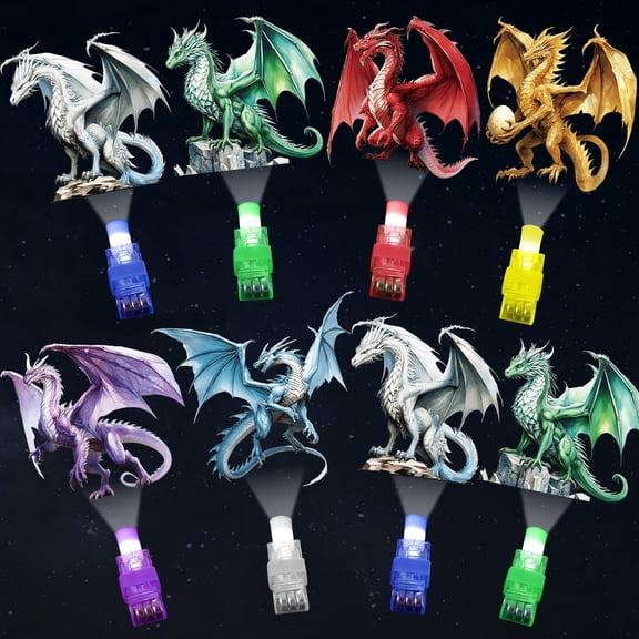 Oitnlaughter 36 PCS Dragon LED Finger Lights Medieval Favors Glow in the Dark Light Up Finger Lights Magic Themed Toys Bulk for Birthday Goodie Bag Stuffer Birthday Gifts Classroom Prize Y114