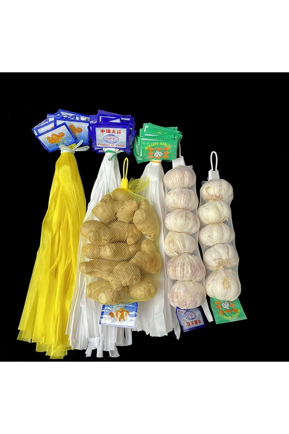 100Pcs Mesh Bags Convenient Reusable PE Breathable Garlic Ginger Packing Net Sacks Plastic Buckles for Market,3