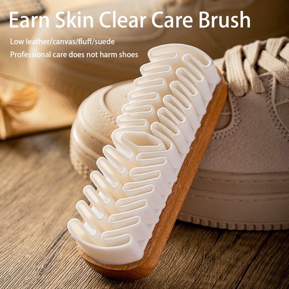 Oiur 2Pcs Shoe Brush Wooden Base Strong Cleaning Power Soft Bristles Ergonomic Grip Shoe Cleaning Brush Shoes Cleaning Tool,2pcs