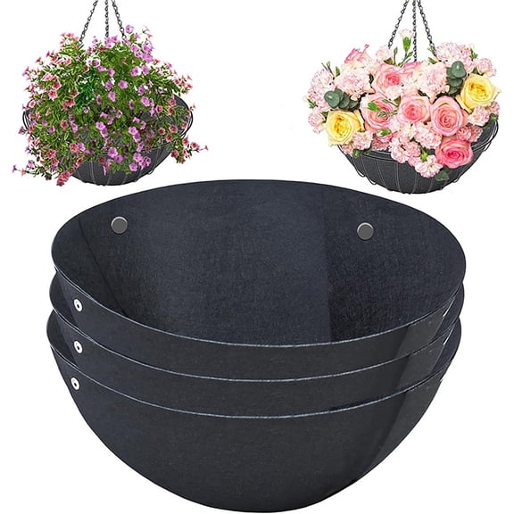 Oiur 3Pcs Flower Pot Liners,Window Box Hanging Planter Pots,Simple Installation Moisture-retaining Hanging Basket Liner Planter Insert Accessories