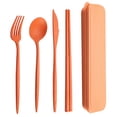 thumbnail image 1 of Oiur 4 Pcs/Set Reusable Plastic Cutlery Set with Storage Box Students Spoon Fork Cutter Chopsticks Tableware Set for Outdoor Travel, 1 of 8