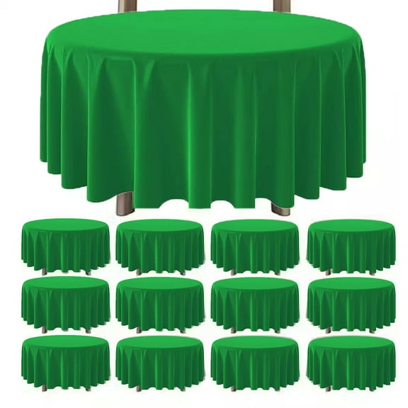 Oiur 6Pcs Disposable Tablecloth 84 Inch Round Plastic Table Cloth for Parties Banquet Disposable Table Cover,Pink