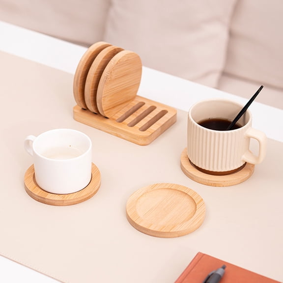 Oiur Bamboo Coasters Anti-Slip Heat Resistant Cup Mat Eco-Friendly Tea Coffee Pad Placemats for Home Kitchen Restaurant Bar Office,B