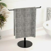 Oiur Bath Hand Towel Holder Easy to Install Multi-Purpose Bathroom Countertop T-Shape Towel Bar Rack Stand with Heavy Base,White