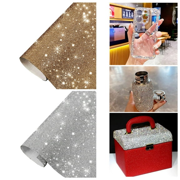 Oiur Bling Rhinestone Sticker Sheet Self Adhesive Faux Gem Sticker Faux Diamonds Decal for DIY Crafts Car Home Decor,Dark Orange