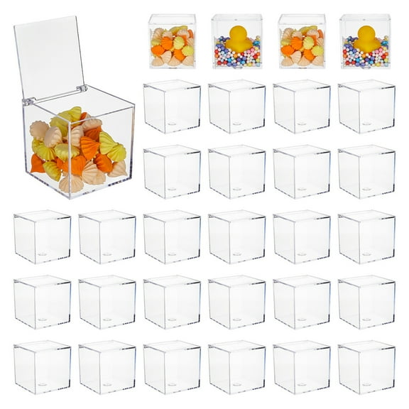 Oiur Clear Acrylic Boxes Small Square Cube Containers with Lid Plastic Storage Organizer for Candy Pill Tiny Jewelry,4.5cm