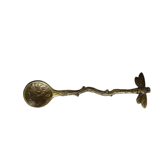 Oiur Coffee Spoon Heat Resistance Long Handle Comfortable Grip Rust-proof Non-slip Dragonfly Retro Style Dessert Scoop Kitchen Gadget