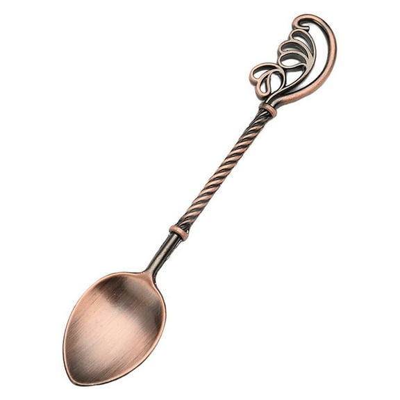 Oiur Coffee Spoon Pointed Head Long Handle Retro Carving Food Grade Multi-use Tableware Zinc Alloy Dining Mixing Stirring Dessert Teaspoon Kitchen Tool